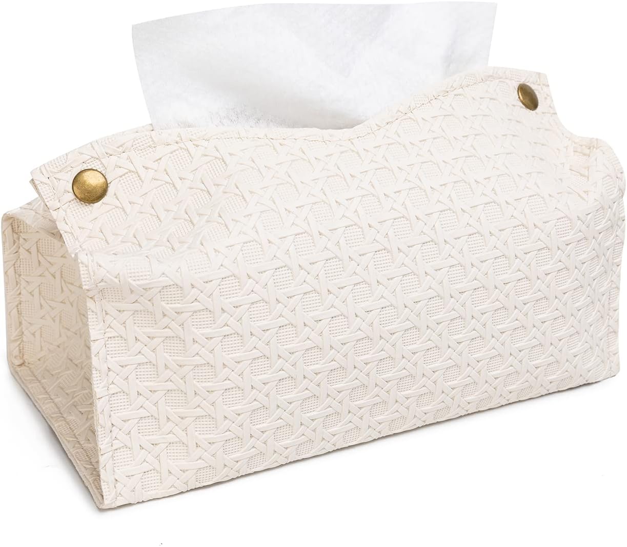 Tissue Box Cover,Modern PU Leather Rectangular Tissue Holder,Wipes Dispenser Paper Cover Case Napkin Holder for Bathroom Living Room Bedroom Vanity Countertop Office Tabletop Desk Car(Beige)