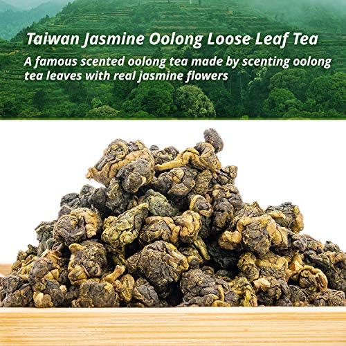 Oriarm Jasmine Oolong Tea Loose Leaf - Jasmine Flavored Taiwan Oolong Green Tea Leaves - 100g (3.53oz) Zip-lock Resealable Bag