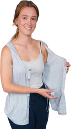 Inspired Comforts Post Surgery Mastectomy Recovery Ribbed Tank top with Drain Pocket & Button Front