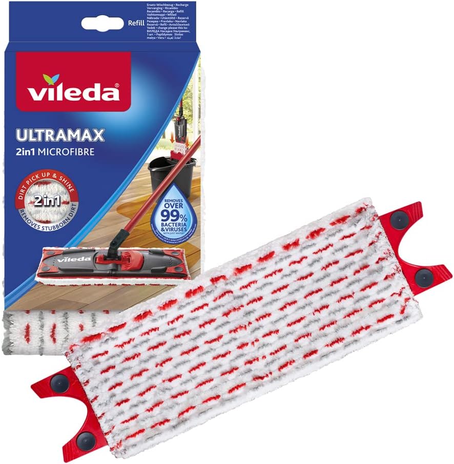 Vileda Ultramax Refill Pad, Polyester, White/Red, 46 x 14,1 x 1,5 cm