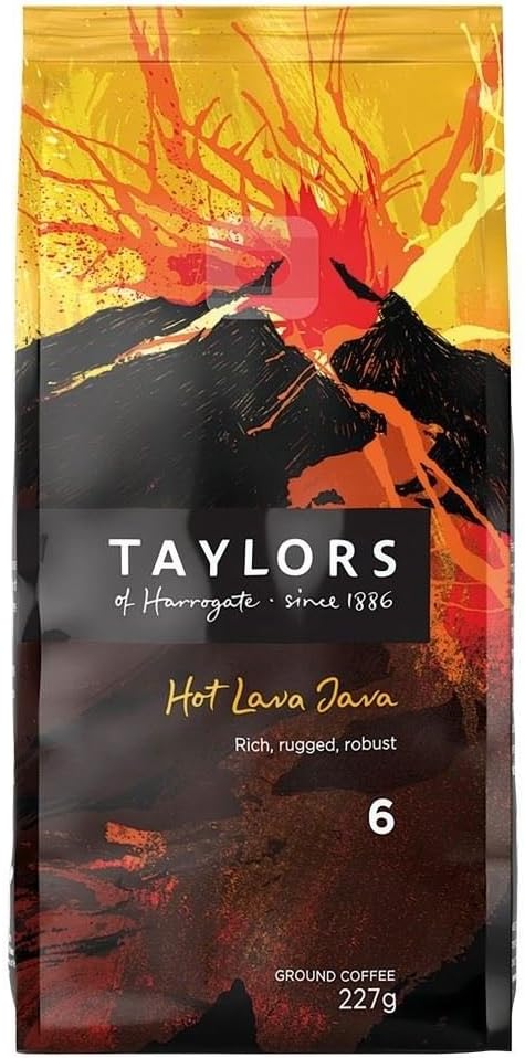 Taylors of Harrogate Hot Lava Java Ground Coffee Extra Dark Roast (227g) - Pack of 2