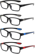 Reading Glasses Men 4 Pairs Ultra Light TR90 Sports Style Blue Light Blocking Readers+2.0