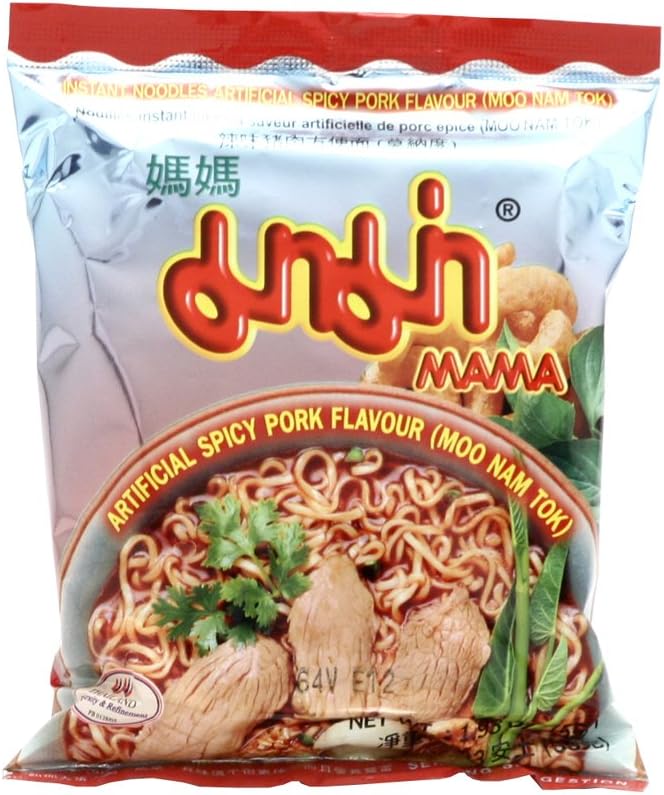 MAMA Spicy Pork Flavor Intant Noodle (Moo Nam Tok) - 1.9oz (pack of 30)