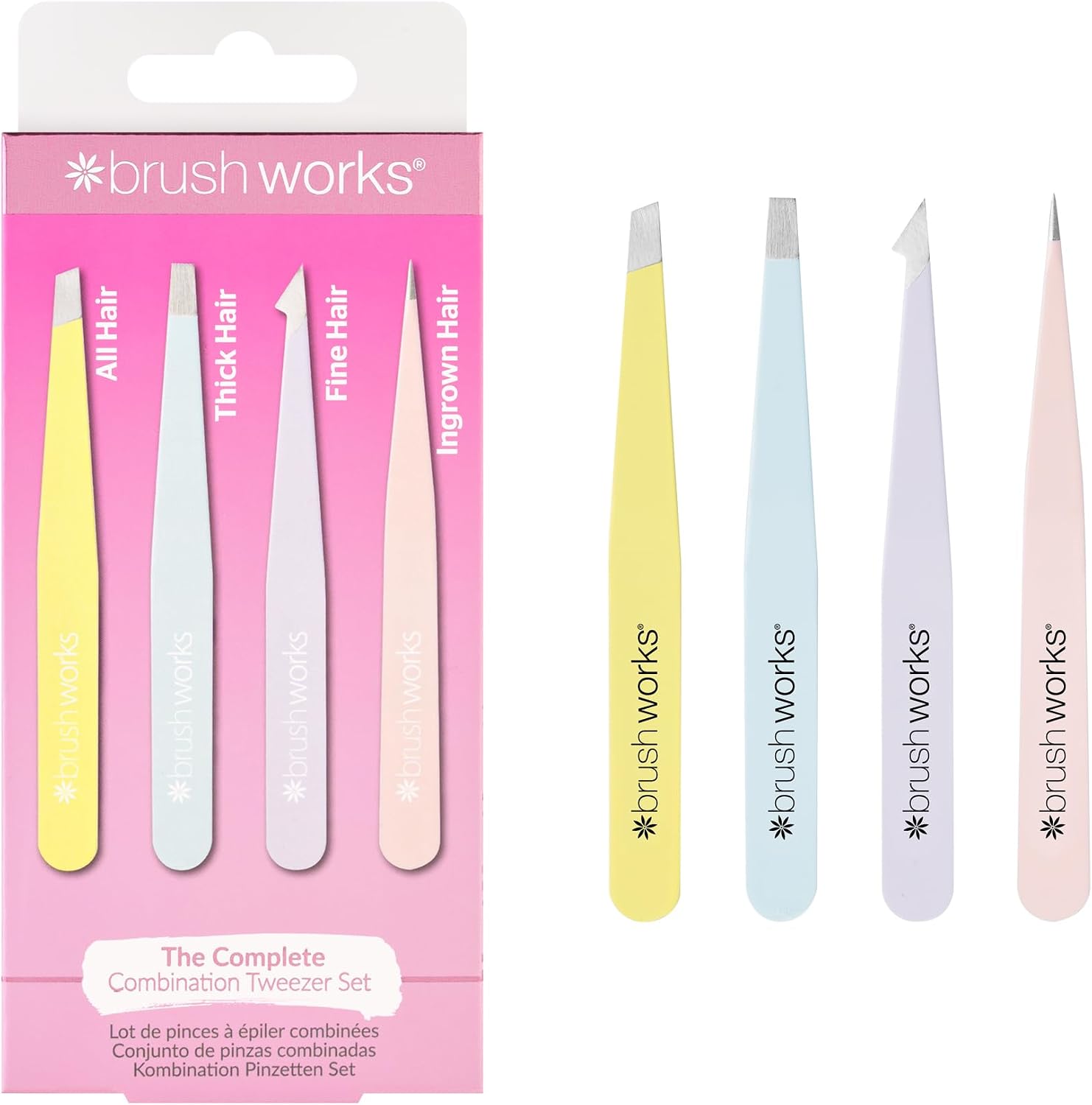 Brushworks HD 4 Piece Combination Tweezer Set - Mixed