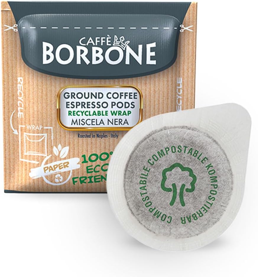 Caffè Borbone Espresso Paper Pods, Black Blend, Intense and Robust, Medium Roast ESE Pods, Authentic Italian Espresso - 50 Count