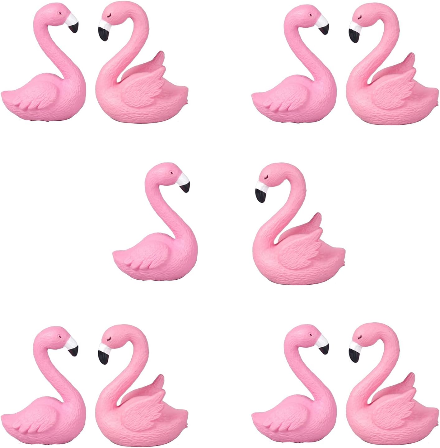 10Pcs Mini Flamingo Miniature Figurines, Cute Flamingo Cake Decorations Easter Cupcake Toppers, Fairy Garden Miniature Moss Landscape DIY Ornament Accessories