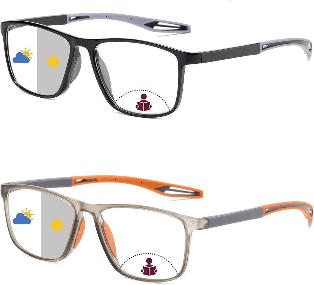 Reading Glasses Men 2 Pairs Sports Style Comfortable and Flexible Blue Light Blocking Readers for Men