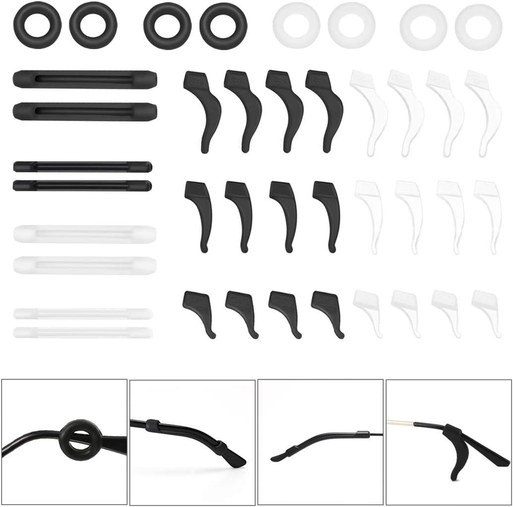 20 Pairs Eyeglasses Ear Hooks Retainers, Silicone Eyeglasses Anti-Slip Holder Stoppers Temple Tips Sleeve Retainer Eyewear Retainers Spectacle Stay For Eyeglasses, Sunglasses, Reading Glasses