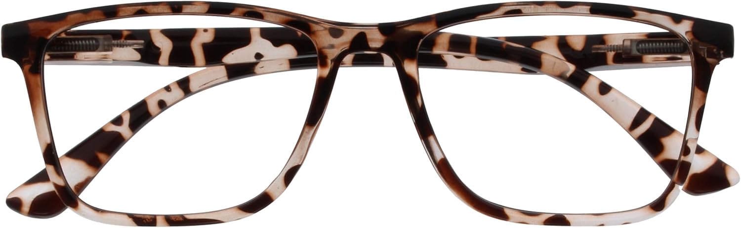 OPULIZE NYX Reading Glasses with Blue Light Blocking for Women Men, Rectangular Frame with UV & Eyestrain Protection, Anti-Glare Computer Gaming Glasses, Brown Tortoiseshell +2.5 (Pack of 1)