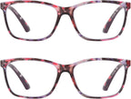 2 Pack Women's Reading Glasses, Blue Light Blocking Glasses-UV Ray & Glare Protection Computer Readers, Spring Hinge Eyewear with Fashion Pattern-Sturdy&Lightweight for women and ladies（1.75）