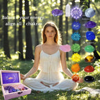 Large Premium Crystals and Healing Stones in Wooden Gift Box + Velvet Pouch + 7 Chakra Tumbled Gemstones+Info Guide, Amethyst Cluster，Rose Quartz ，Quartz Crystal Point