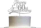 60 Anniversary Cake Topper Silver Glitter, Wedding Anniversary Party Decoration Ideas, Premium Quality, Sturdy Doubled Sided Glitter, Acrylic Stick. Made in USA (60th Silver)