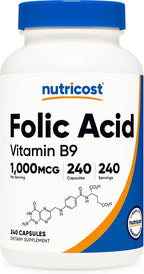 Nutricost Folic Acid (Vitamin B9) 1000 mcg, 240 Capsules