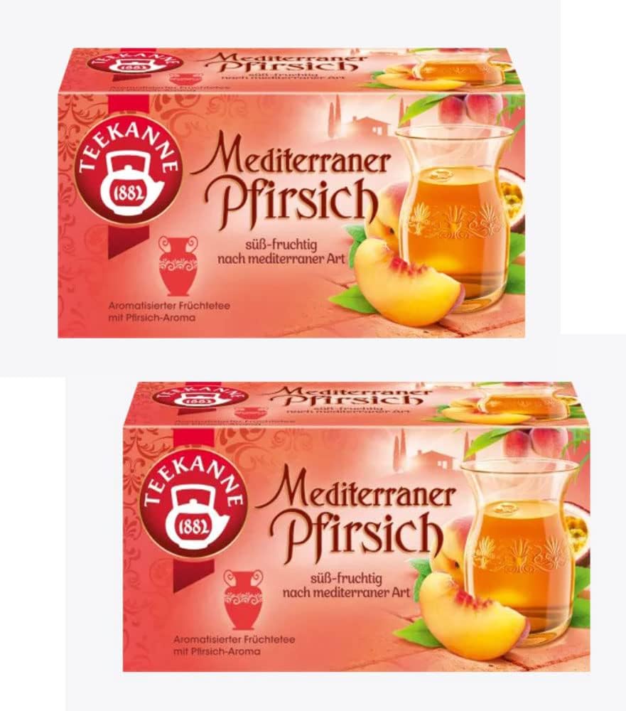 Teekanne - 2x Mediterraner Pfirsich (Mediterranean Peach) Tea Bags 50g (Each Box is 20 Tea Bags)