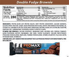 Promax Protein Bar, Double Fudge Brownie, 20g High Protein, Gluten Free, 12 Count