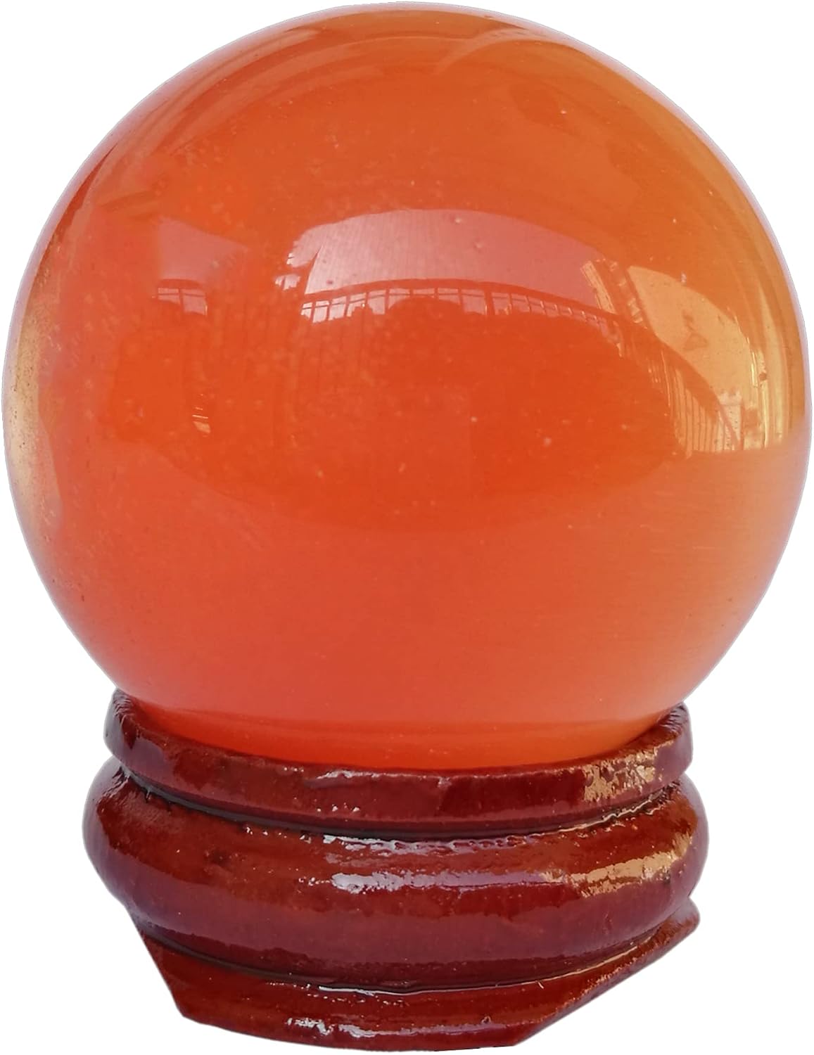 38-42mm Red Cat's Eye Stone Healing Crystal Divination Sphere Sculpture Figurine Gemstone Ball,Feng Shui Chakra Aura Home Desk Decor Decorative Collection,with Wooden Stand