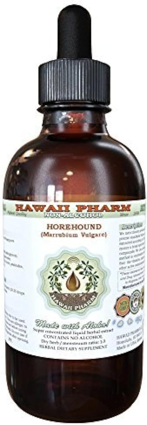 Hawaii Pharm Horehound Alcohol-Free Liquid Extract, Horehound (Marrubium vulgare) Dried Herb Glycerite 2 oz