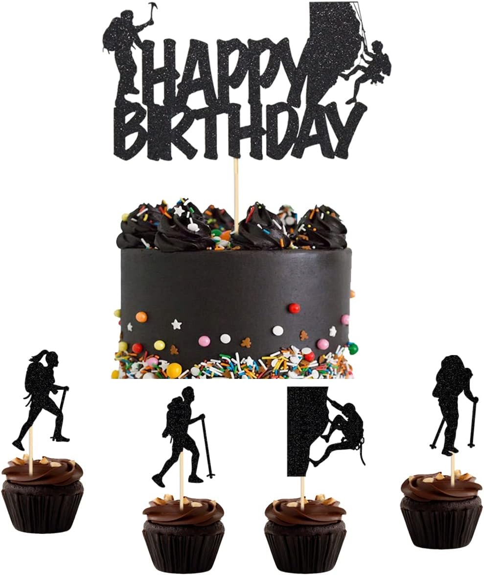 17-Piece Rock Climbing Cake Topper - Rock Climbing Theme Cake Decoration for Birthday Parties