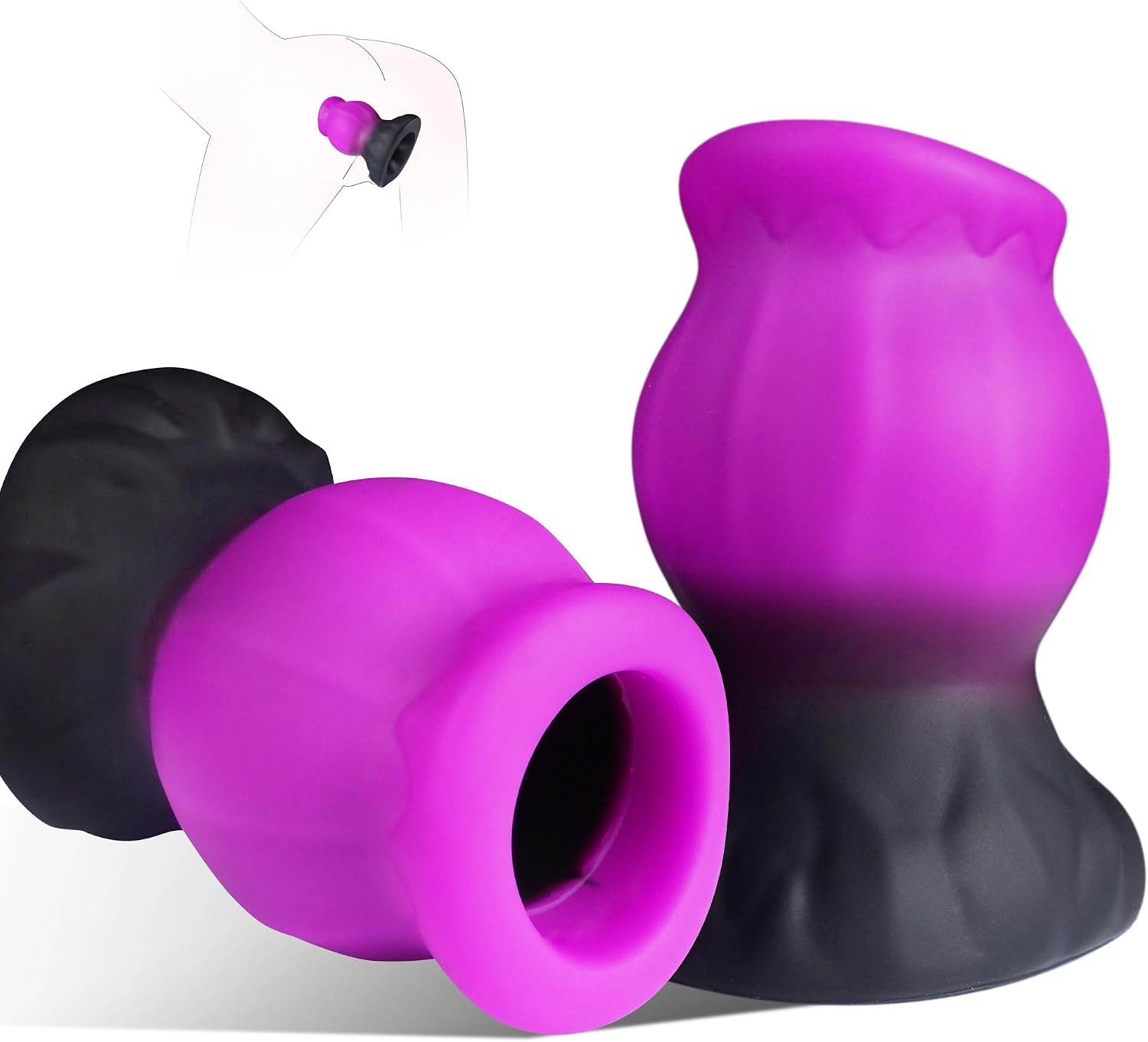Hollow Butt Plug Anal Tunnel Plug, 2.7" Diameter Liquid Silicone Butt Plugs Expanding Large Buttplug, Male Masturbator Sleeve Anal Trainer Stretcher Dilator, BDSM Adult Sex Toys for Men & Women Gay