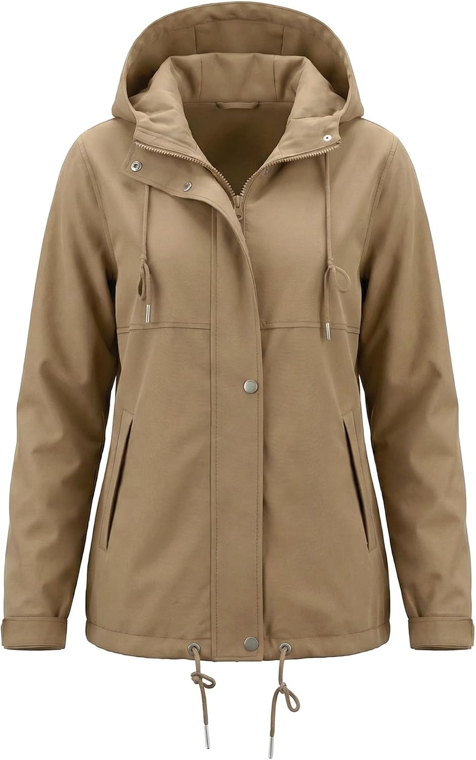 luvamia Rain Jacket Women Waterproof Lightweight Drawstring Zip Rain Coats Hiking Outdoor Travel Windbreaker with Hood