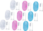 9pcs Finger Toothbrush Food-Grade Silicone Oral Cleaning Brush for Gentle Double-Sided Design for Teeth Tongue Cleaning Travel Storage Box Included