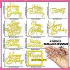 40 PCS Happy Birthday Cake Toppers Mirror Acrylic Toppers with 10 Styles 4 Colors for Birthday Party Cake Desserts Pastries