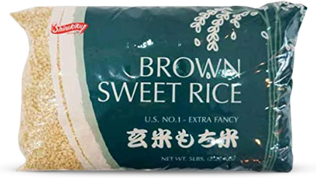 Shirakiku Sweet Brown Rice - Short Grain Japanese Style Rice with Low Calories and Dietary Fiber - Perfect for Authentic Asian Cuisine | Risotto, Rice Pudding, and Sushi | 5-Pound (Pack of 1)