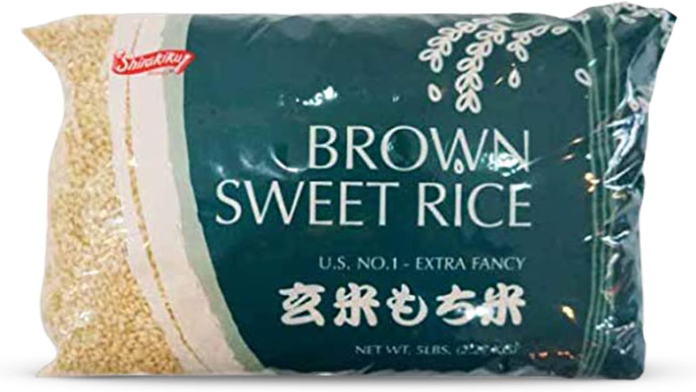 Shirakiku Sweet Brown Rice - Short Grain Japanese Style Rice with Low Calories and Dietary Fiber - Perfect for Authentic Asian Cuisine | Risotto, Rice Pudding, and Sushi | 5-Pound (Pack of 1)