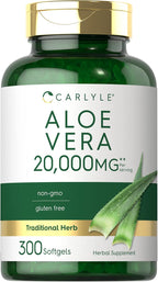 Carlyle Aloe Vera Softgel Capsules | 300 Count | Aloe Vera Gel Supplement | Non-GMO, Gluten Free