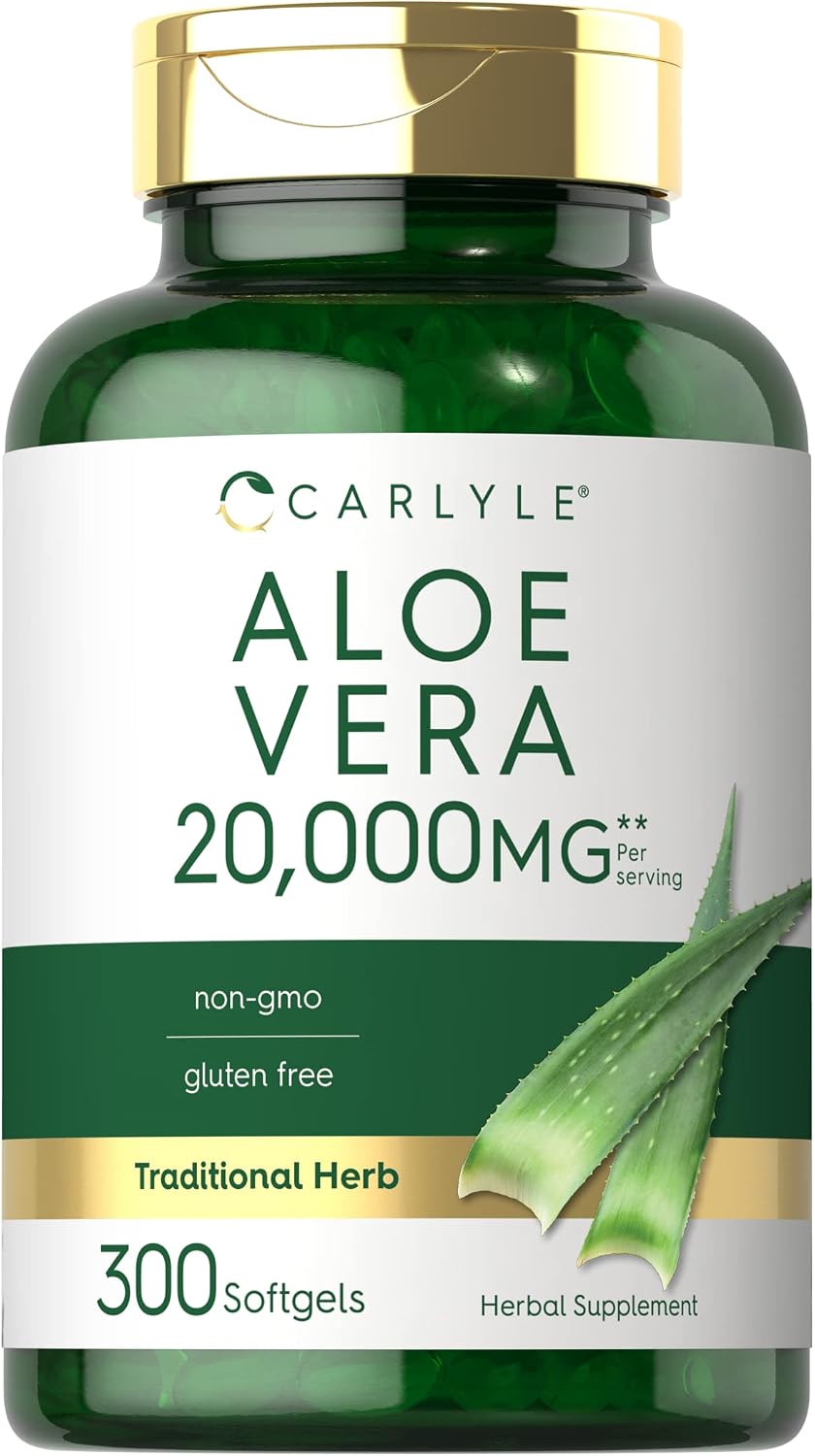 Carlyle Aloe Vera Softgel Capsules | 300 Count | Aloe Vera Gel Supplement | Non-GMO, Gluten Free
