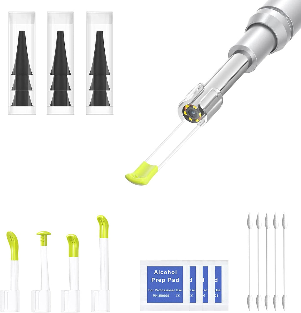 ScopeAround Ear Spoon with Ear Camera Otoscope Accessories, Compatible with Digital Otoscope, Includes 9 Speculums, 4 Ear Picks, and 1 Pack of Q-Tips, Lens Diameter: 3.9mm