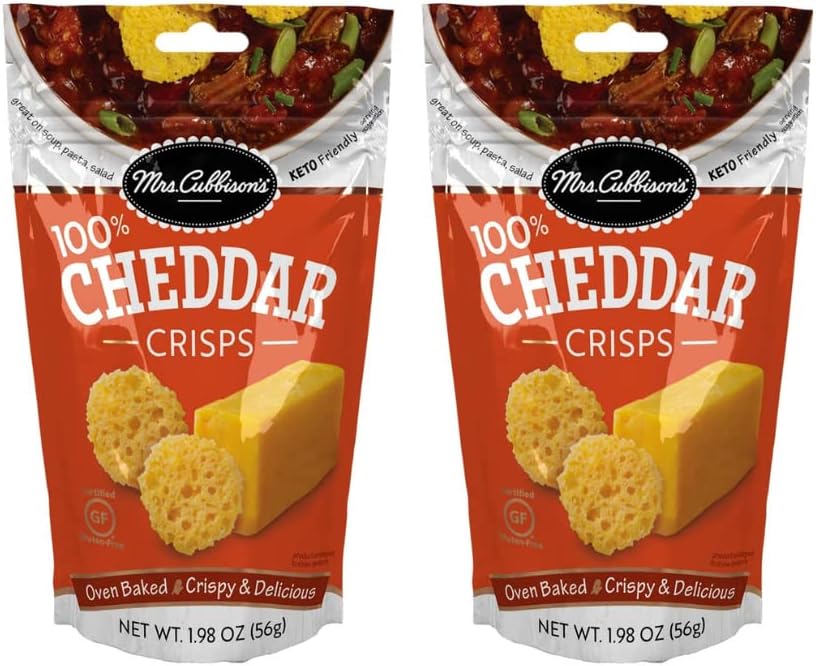 Mrs. Cubbison's Cheese Crisps - 100% Real Cheese, Keto Friendly, Great for Snacking and Salad Topper - Cheddar Flavor (1.98 Ounce (Pack of 2))
