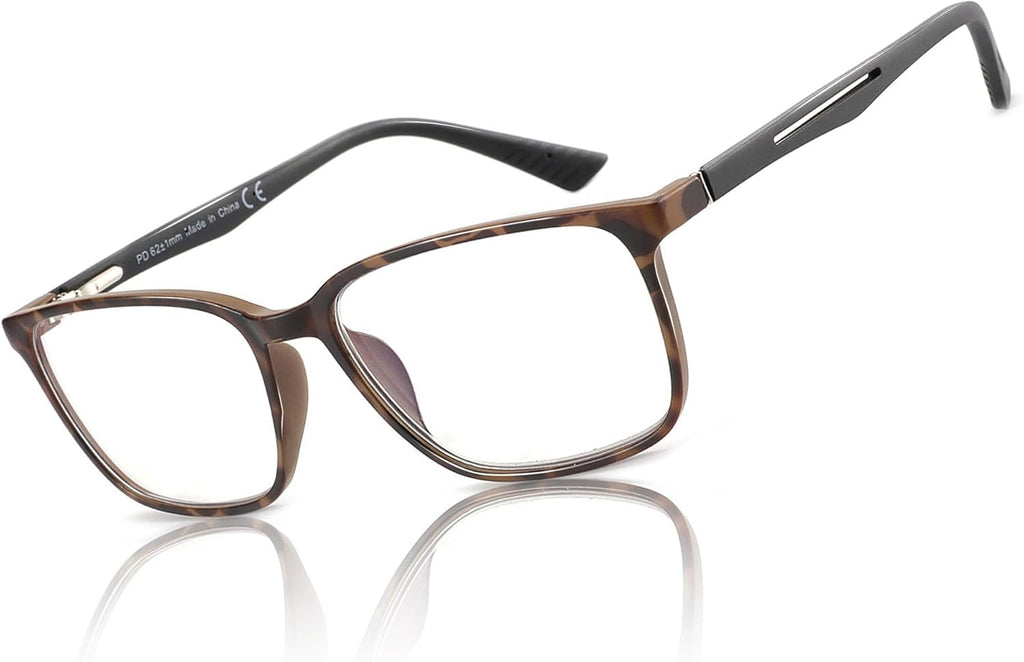 BLUEMOKY Blue Light Reading Glasses for Men，Sport Square Frame Readers, Anti Glare Computer Glasses