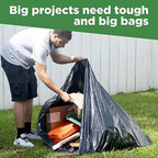 ToughBag 95-96 Gallon Extra-Large Trash Bags, 61x68” Black Garbage Bags, 1.2 Mil Thick (25 COUNT), Heavy-Duty Outdoor 95 Gallon Trash Bags – for Storage, Custodial, Landscape - Made In USA