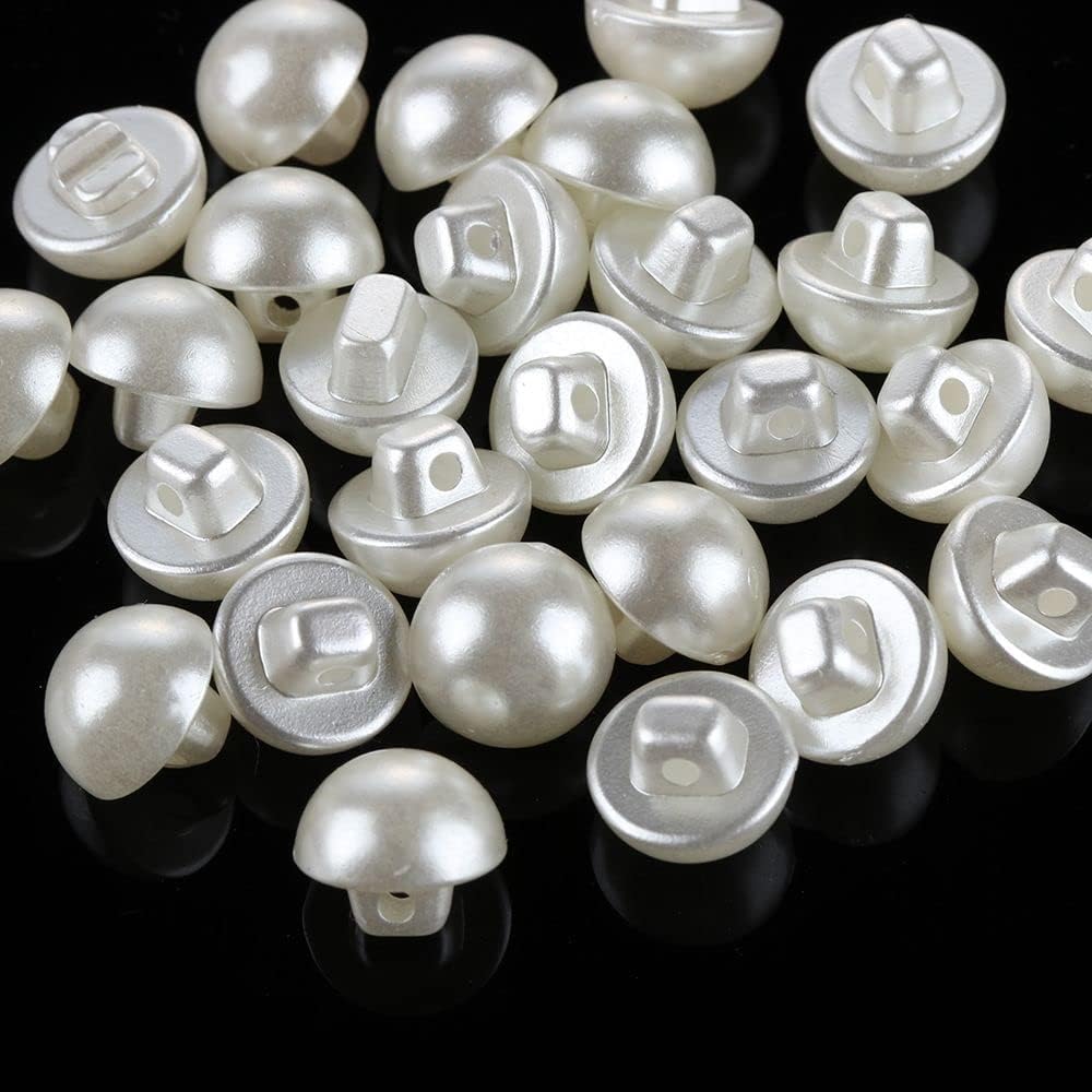 150Pcs 10mm Round Sewing Pearl Buttons Mushroom Buttons for Clothing Dress Accessories Garment Decorative DIY Crafts Tools(0.39inch,Beige)