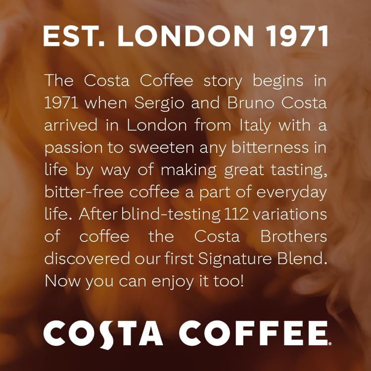 Costa Coffee Ground Medium Roast 12 Oz Bag, Caramel & Nutty Flavor, Perfect for Drip, 100% Columbia Arabica Beans, Smooth