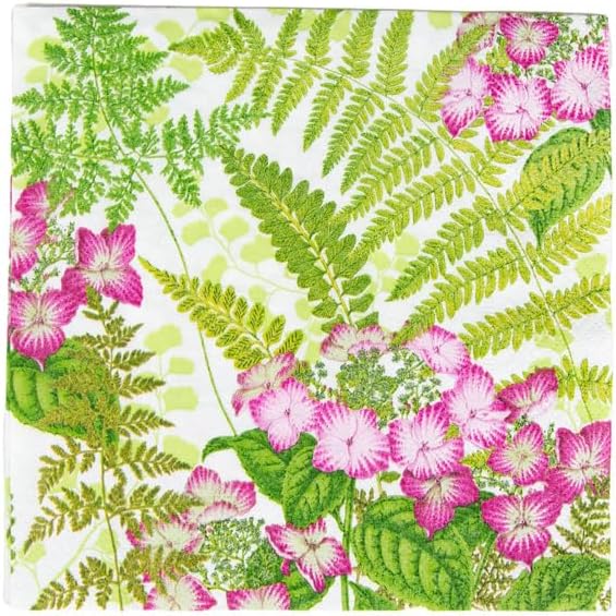 Caspari Fern Garden Luncheon Napkins - 2 packs of 20 Napkins