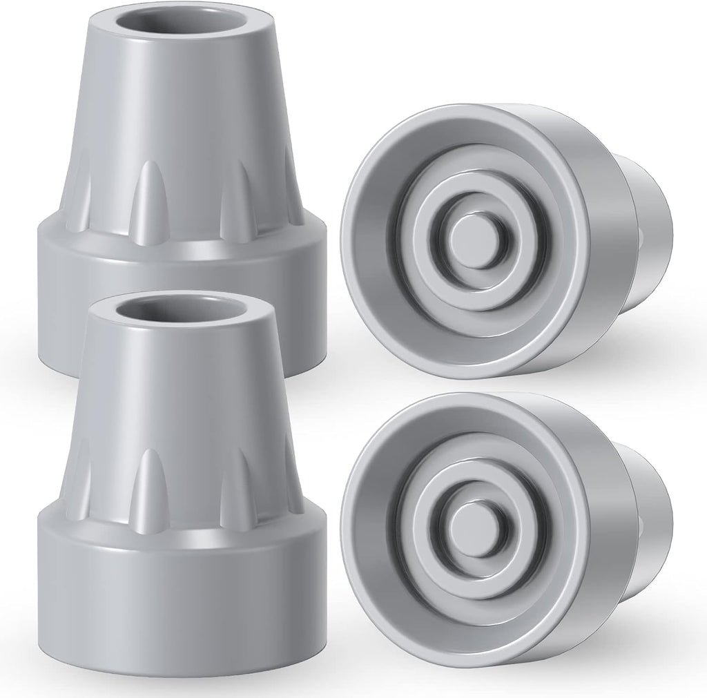 Crutch Tips, 7/8 inch Heavy Duty Non Slip Rubber Tips Upgraded Thickened for Crutches, Gray 4-Pack