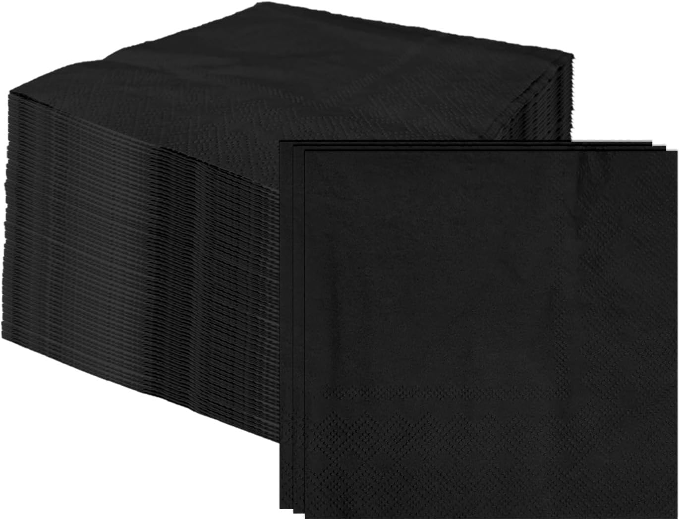 100 Pcs 2-Ply Black Cocktail Napkins - 5 x 5 Inch Disposable Paper for Dinner, Wedding, Party, Beverage