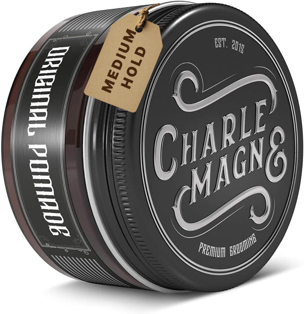 Charlemagne Water-Based Hair Pomade - 3.38 Fl Oz, Pack of 1, Light Hold, Cherry-Oud - Easy Washout with Light Hold Pomade - Barber-Quality Styling Cream - Shape & Set With Hair Clay