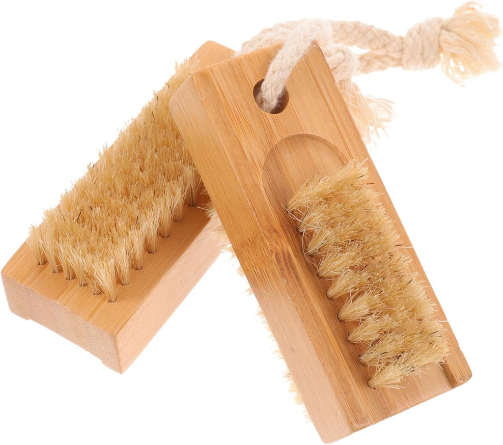 FRCOLOR Double-Sided Nail Cleaning Brush Portable Lightweight Fingernail Scrub Tool for Home and Salon Manicure Care 3.81X1.49X1.81In Set of 2