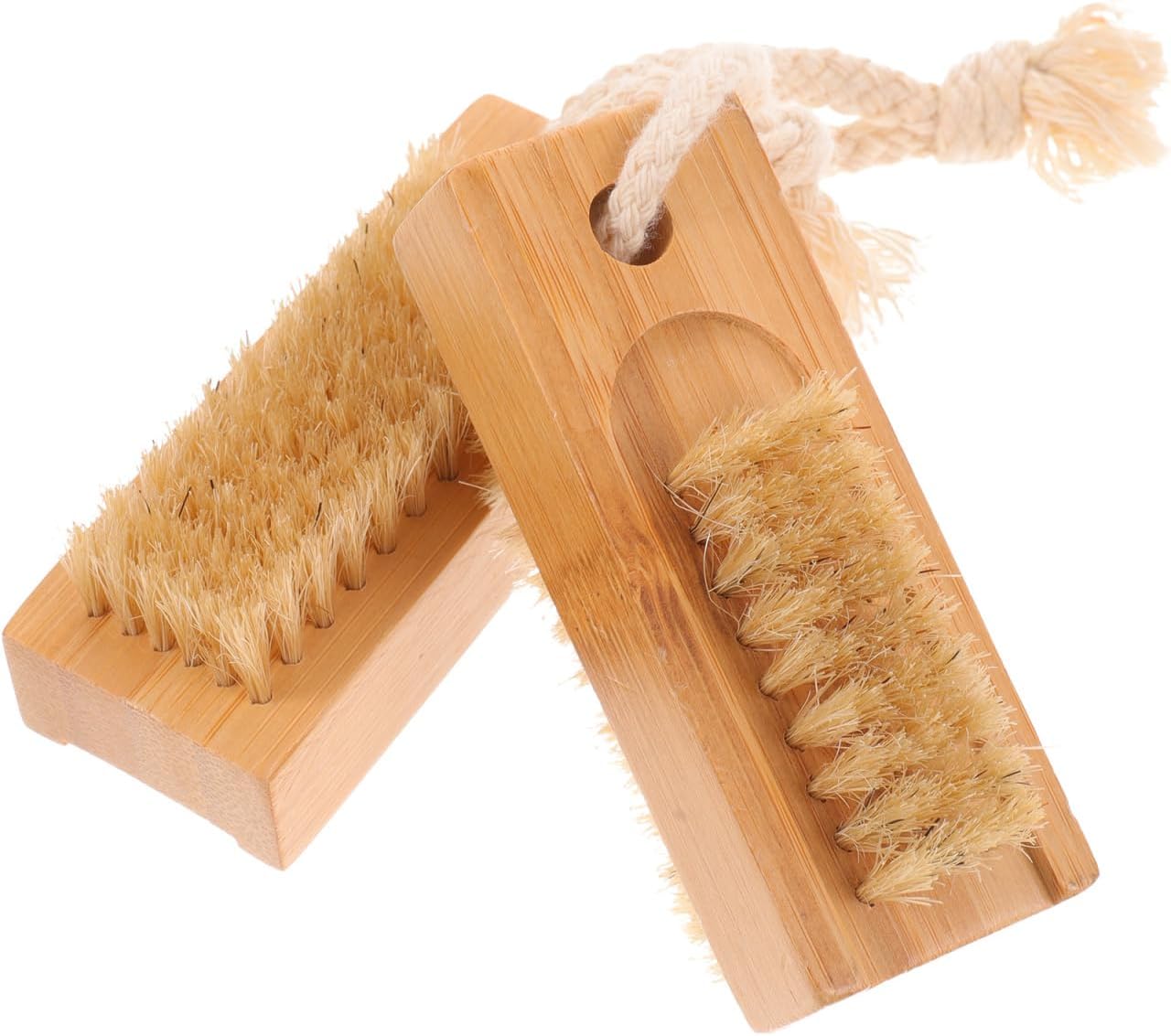 FRCOLOR Double-Sided Nail Cleaning Brush Portable Lightweight Fingernail Scrub Tool for Home and Salon Manicure Care 3.81X1.49X1.81In Set of 2