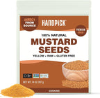 HANDPICK Yellow Mustard Seed (397g/14oz) Non GMO, Gluten Free, 100% Raw, Sourced from India, For Cooking, Pickles, Packed in Resealable Ziplock Pouch