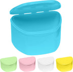 Denture Cases 5 Color Pack - Dental Box For Artificial Teeth, Mouth Guard, Night Guard, Gum Shields, Retainer - Denture Bath Container for Women and Men - Travel Denture Cup by PlastCare USA