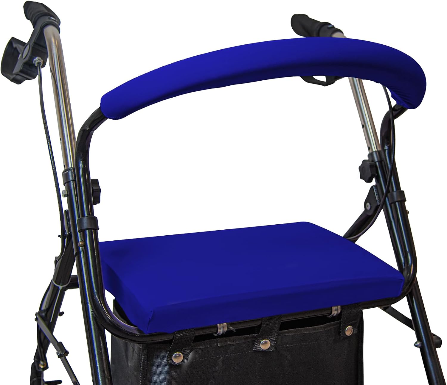 Rollator Walker Seat & Backrest Rollbar Covers Set - Adjustable Patterns, Navy Blue