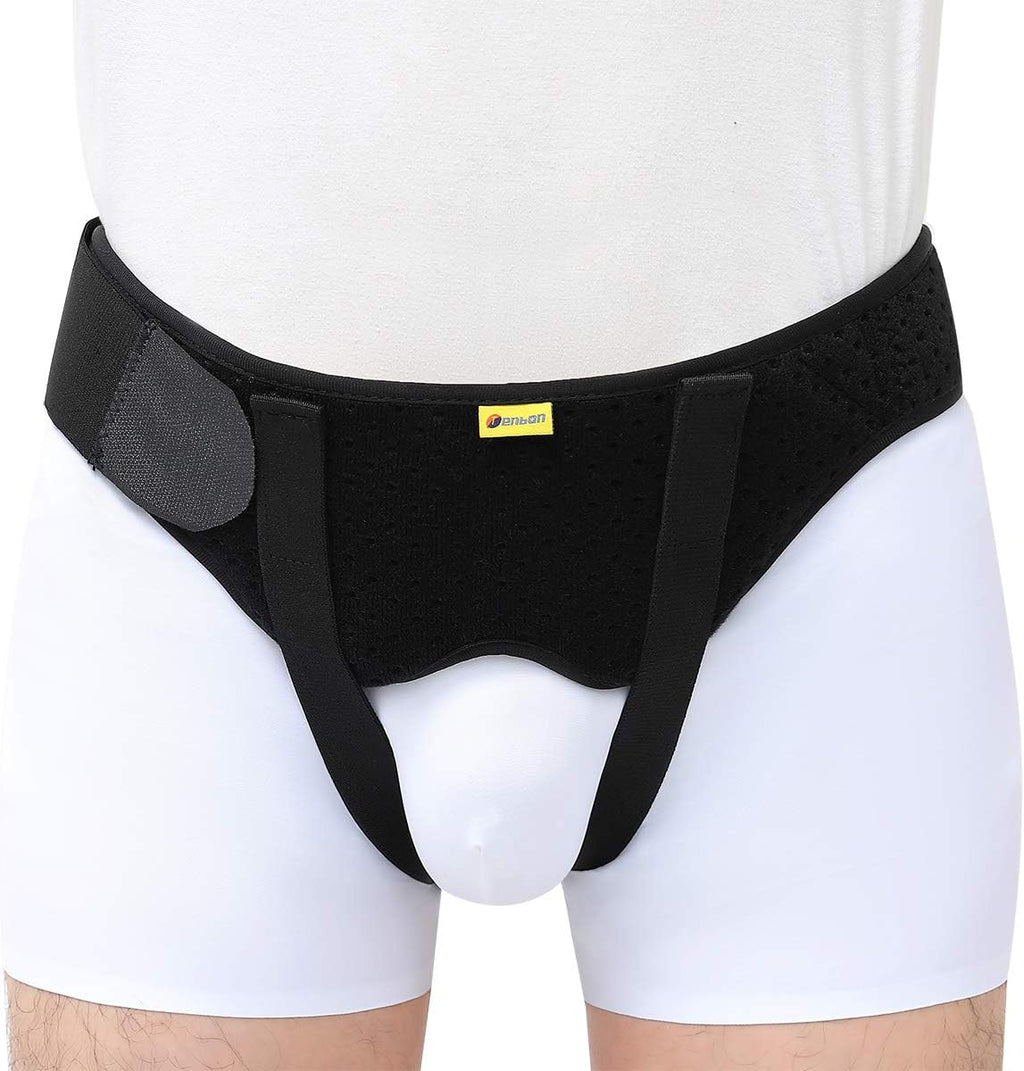 Tenbon Inguinal Hernia Belt for Men & Women - Adjustable Bilateral/Double Inguinal, Groin Hernia Support Truss for Pre & Post Surgery with 2 Removable Pads, Breathable & Discreet Wear Under Clothes (Medium)