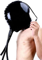 Inflatable Latex Hood with Mouth Nose Tubes Double Layer Back Zipper Rubber Mask