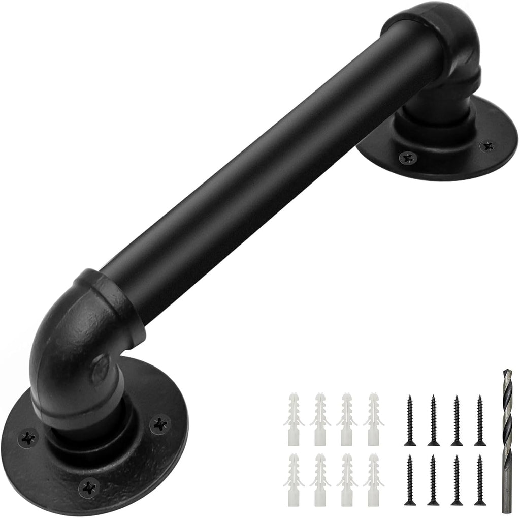 Wall Handrail 1FT/12IN,Industrial Staircase Railing 1.25 Inch Tube Diameter,Galvanized Pipe Handrail,Handrails for Indoor Stairs with Wall Mount Support,for Wall Mounted Stairway Handrail