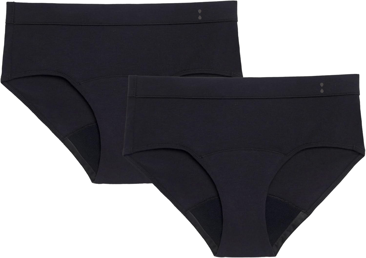 Thinx for All Period Underwear, Everyday Comfort Brief, Holds Up to 12 Regular Tampons*, Period Panties, Leakproof, Reusable & Controls Odor, Black, 2 Pack, L