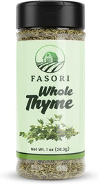 Fasori Thyme Leaves – Premium Dried Whole Thyme Herb, Aromatic Mediterranean Spice for Cooking, Roasts, Chicken & Vegetables (1oz)